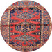 Round Traditional Fire Brick Red Persian Rug, tr4399