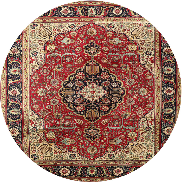 Square Machine Washable Traditional Saffron Red Rug, wshtr439