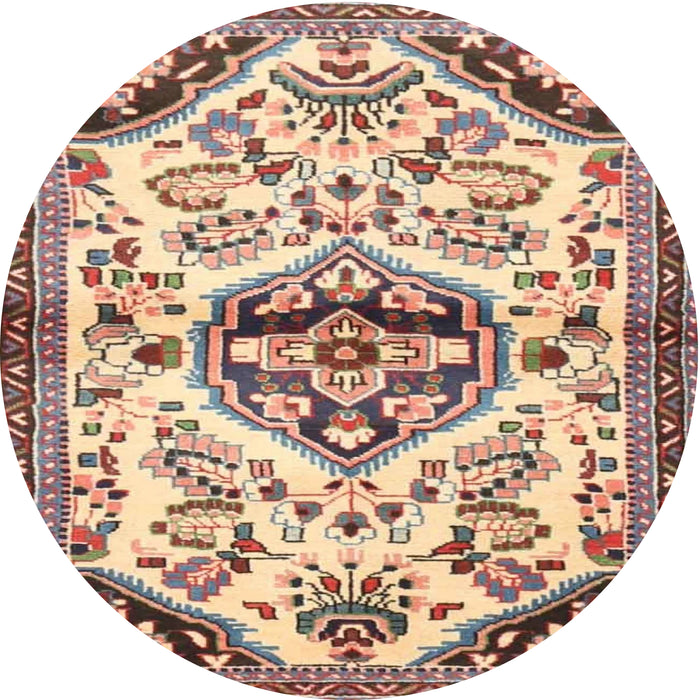Round Traditional Chestnut Brown Persian Rug, tr4400