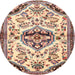 Round Traditional Chestnut Brown Persian Rug, tr4400