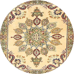 Round Traditional Brown Gold Medallion Rug, tr4403