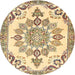 Round Traditional Brown Gold Medallion Rug, tr4403