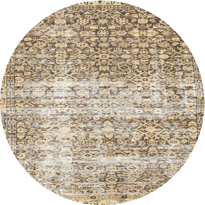 Round Traditional Dark Almond Brown Persian Rug, tr4404