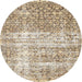 Round Traditional Dark Almond Brown Persian Rug, tr4404