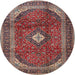 Round Traditional Saffron Red Medallion Rug, tr4405