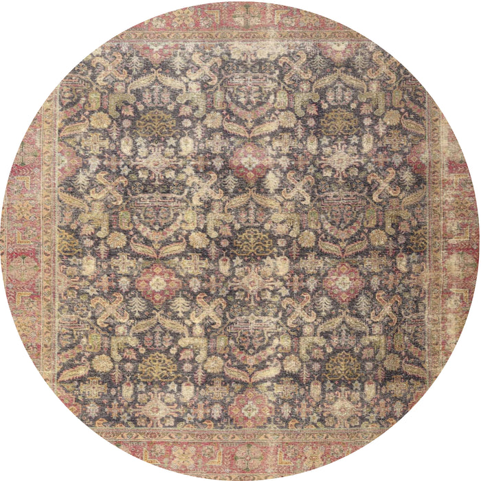 Round Traditional Dark Gold Brown Persian Rug, tr4406