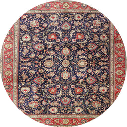 Square Machine Washable Traditional Vermilion Red Rug, wshtr4407