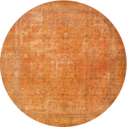 Round Traditional Dark Orange Persian Rug, tr4408