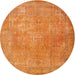 Round Traditional Dark Orange Persian Rug, tr4408