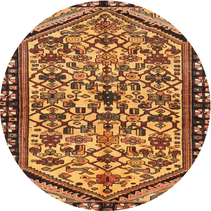 Round Traditional Saffron Red Persian Rug, tr4409