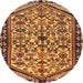 Round Traditional Saffron Red Persian Rug, tr4409