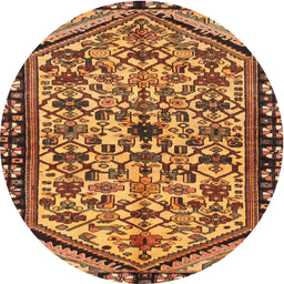 Square Machine Washable Traditional Saffron Red Rug, wshtr4409
