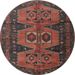 Square Machine Washable Traditional Sienna Brown Rug, wshtr4410