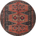 Round Traditional Sienna Brown Persian Rug, tr4410