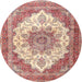 Round Traditional Cherry Red Persian Rug, tr4413