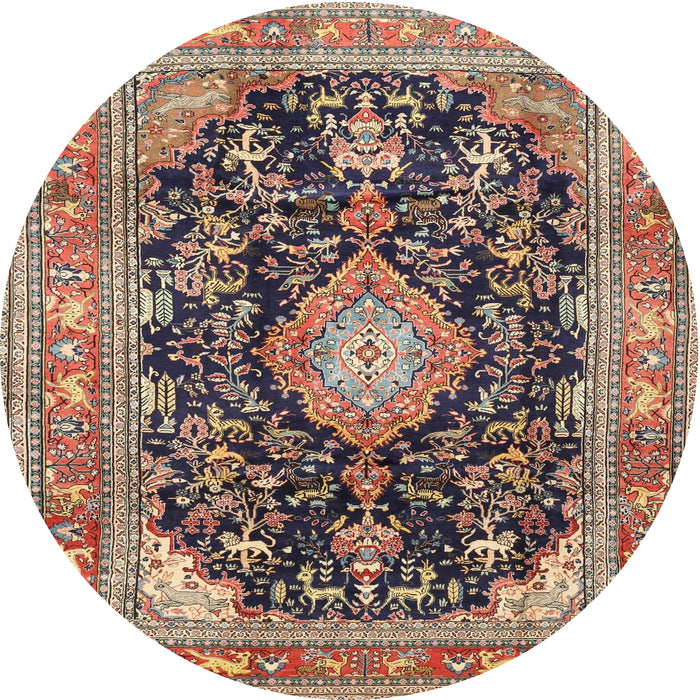 Square Machine Washable Traditional Red Brown Rug, wshtr4416