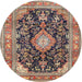 Round Traditional Red Brown Persian Rug, tr4416