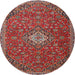 Round Traditional Orange Salmon Pink Medallion Rug, tr4419