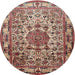 Square Machine Washable Traditional Brown Red Rug, wshtr441