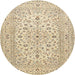 Round Traditional Khaki Gold Medallion Rug, tr4420