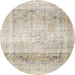 Round Traditional Light French Beige Brown Persian Rug, tr4421