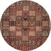 Round Traditional Orange Salmon Pink Persian Rug, tr4422