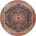 Square Machine Washable Traditional Saffron Red Rug, wshtr4424