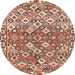Square Machine Washable Traditional Brown Red Rug, wshtr4426