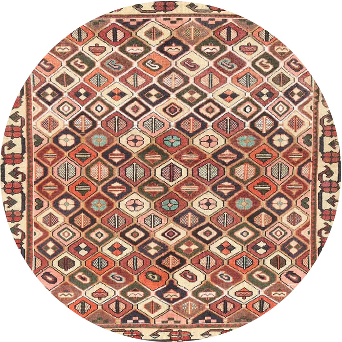 Square Machine Washable Traditional Brown Red Rug, wshtr4426
