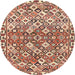 Square Machine Washable Traditional Brown Red Rug, wshtr4426