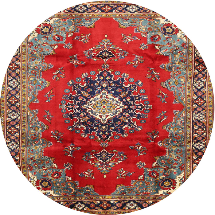 Square Machine Washable Traditional Orange Salmon Pink Rug, wshtr442