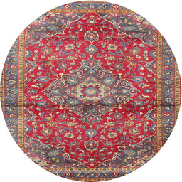 Round Traditional Camel Brown Medallion Rug, tr4430