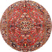 Round Traditional Light Copper Gold Persian Rug, tr4431