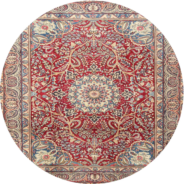 Square Machine Washable Traditional Brown Red Rug, wshtr4432