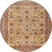 Square Machine Washable Traditional Mahogany Brown Rug, wshtr4433