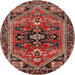 Round Traditional Saffron Red Persian Rug, tr4434