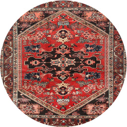 Square Machine Washable Traditional Saffron Red Rug, wshtr4434