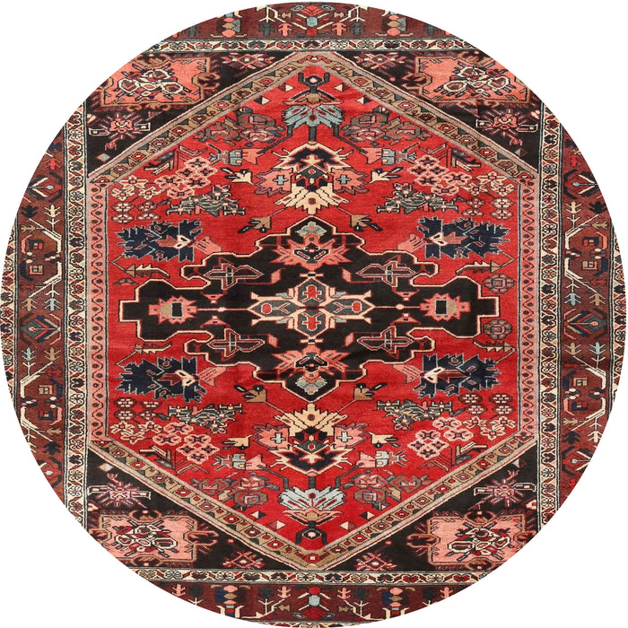 Square Machine Washable Traditional Saffron Red Rug, wshtr4434