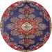 Round Traditional Purple Maroon Purple Medallion Rug, tr4436