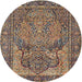 Round Traditional Dark Brown Persian Rug, tr4439