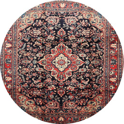 Round Traditional Camel Brown Medallion Rug, tr443