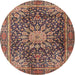 Round Traditional Light Copper Gold Persian Rug, tr4442