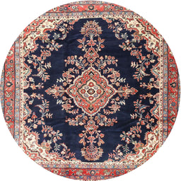 Round Traditional Light French Beige Brown Medallion Rug, tr4444