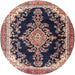 Round Traditional Light French Beige Brown Medallion Rug, tr4444