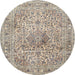 Round Traditional Desert Sand Beige Medallion Rug, tr4446