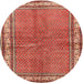 Square Machine Washable Traditional Tangerine Pink Rug, wshtr4448