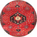 Round Traditional Cherry Red Medallion Rug, tr4449