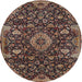 Round Traditional Orange Salmon Pink Medallion Rug, tr444