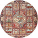 Round Traditional Brown Red Medallion Rug, tr4451