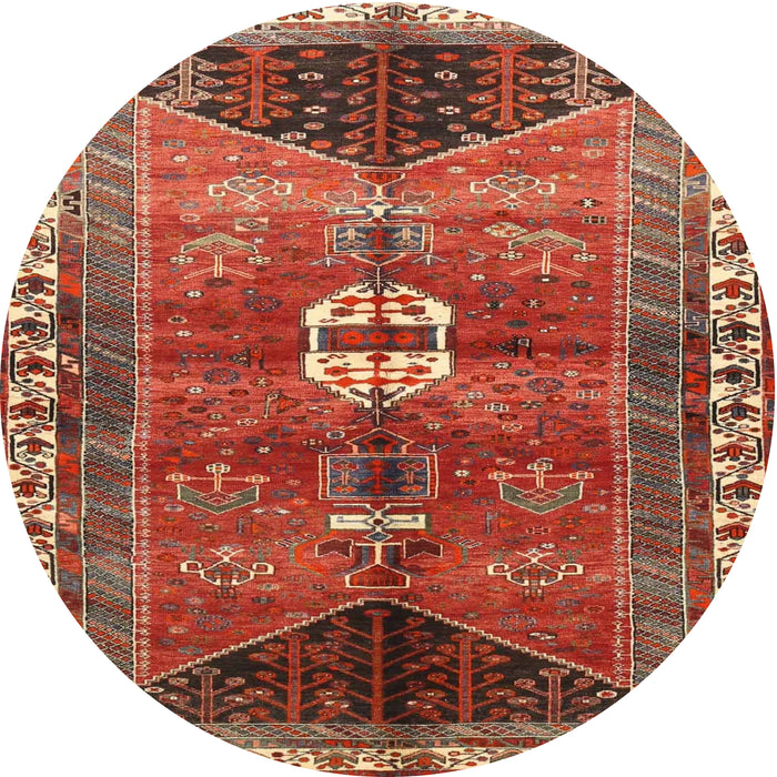 Square Machine Washable Traditional Orange Brown Rug, wshtr4452
